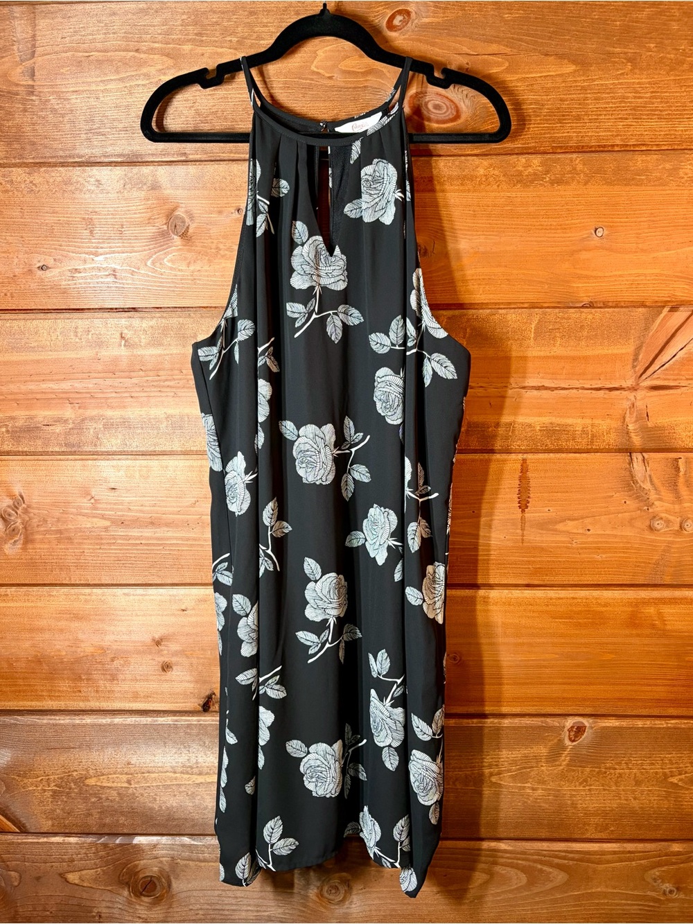 Candie's Black Halter Dress with White Floral Print Size XL Juniors 💕🖤